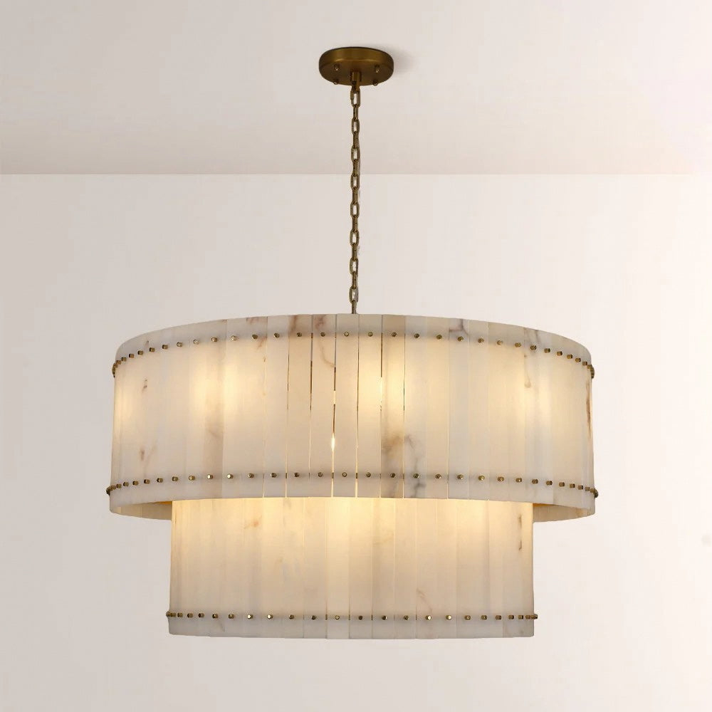 San Marco Alabaster Round 2-Tiered Chandelier22" 37" 48" 60"