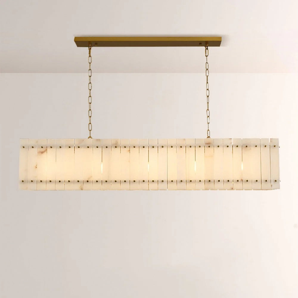 San Marco 54"72" Alabaster Linear Chandelier – Modern Dining Room Lighting with Natural Alabaster