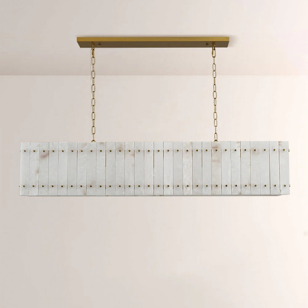 San Marco 54"72" Alabaster Linear Chandelier – Modern Dining Room Lighting with Natural Alabaster