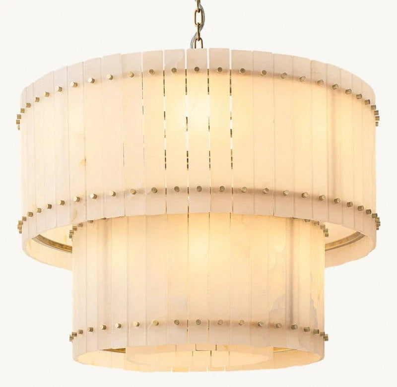 San Marco Alabaster Round 2-Tiered Chandelier22" 37" 48" 60"