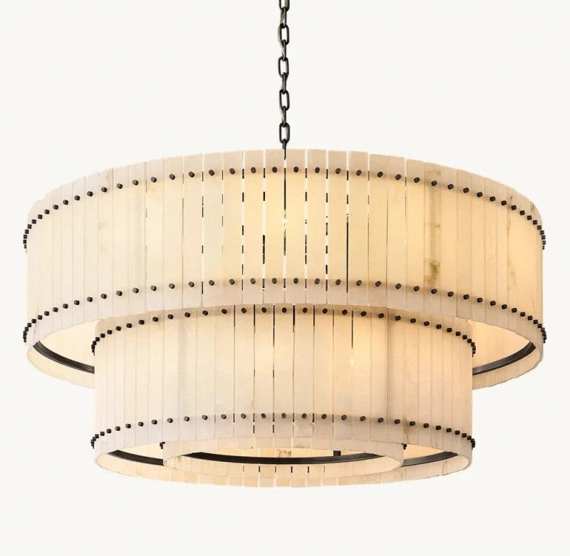 San Marco Alabaster Round 2-Tiered Chandelier22" 37" 48" 60"