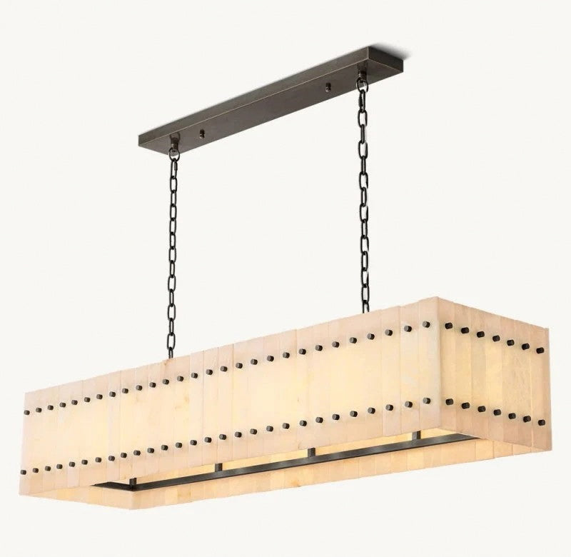 San Marco 54"72" Alabaster Linear Chandelier – Modern Dining Room Lighting with Natural Alabaster