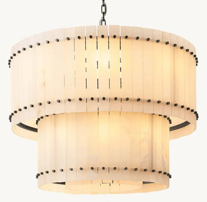 San Marco Alabaster Round 2-Tiered Chandelier22" 37" 48" 60"
