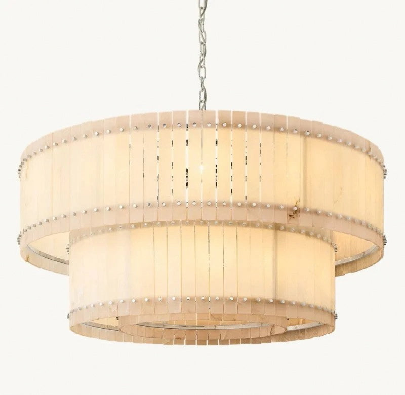 San Marco Alabaster Round 2-Tiered Chandelier22" 37" 48" 60"