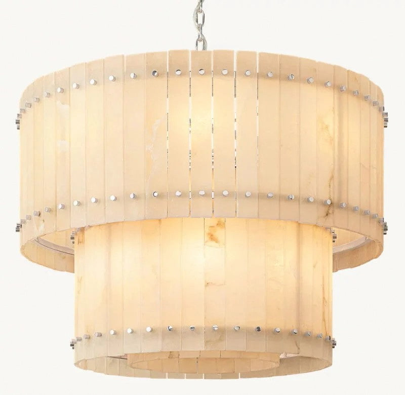 San Marco Alabaster Round 2-Tiered Chandelier22" 37" 48" 60"