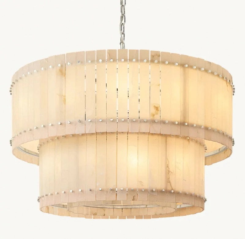 San Marco Alabaster Round 2-Tiered Chandelier22" 37" 48" 60"