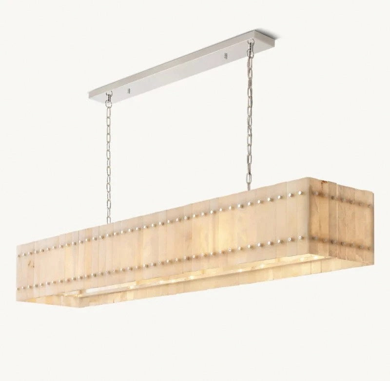 San Marco 54"72" Alabaster Linear Chandelier – Modern Dining Room Lighting with Natural Alabaster