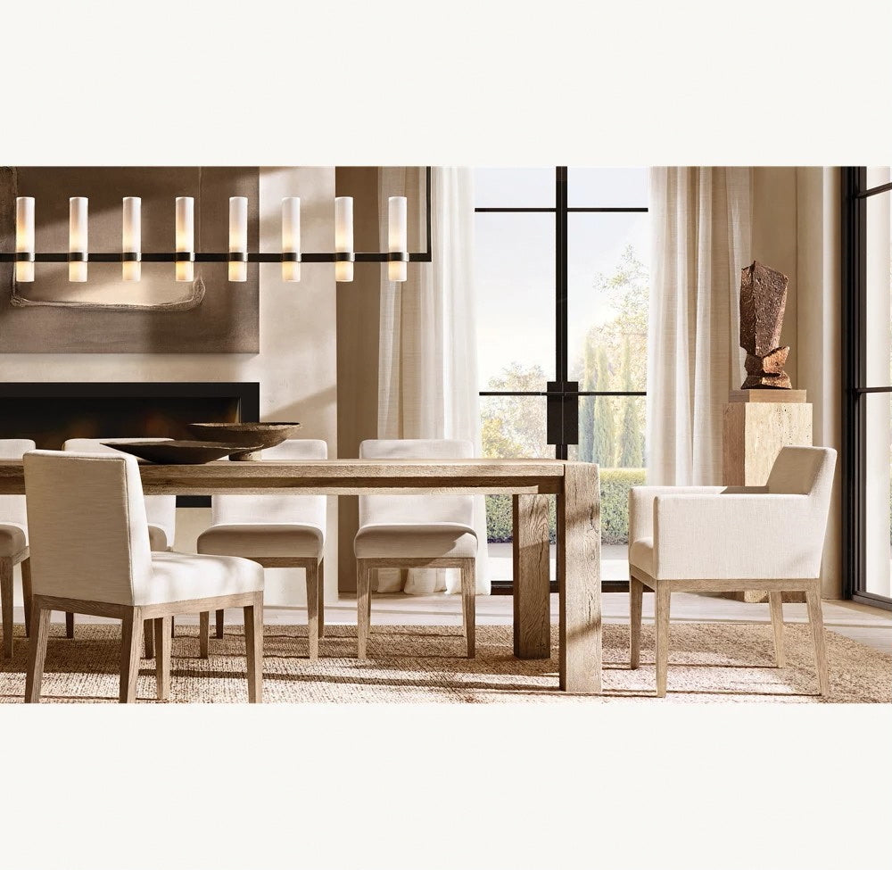 Ravelle Linear Milk Glass Chandelier 71"