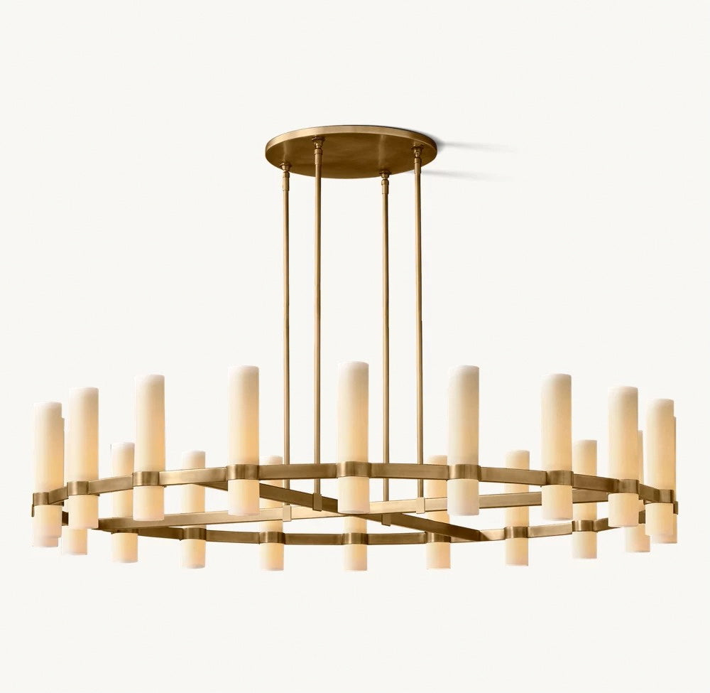 Ravelle Round Milk Glass Chandelier – Modern Ceiling Lighting 60"