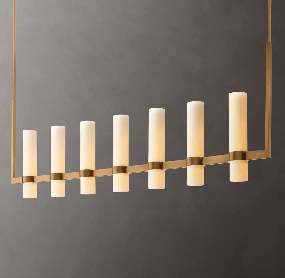 Ravelle Linear Milk Glass Chandelier  59“