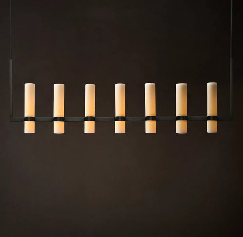 Ravelle Linear Milk Glass Chandelier  59“