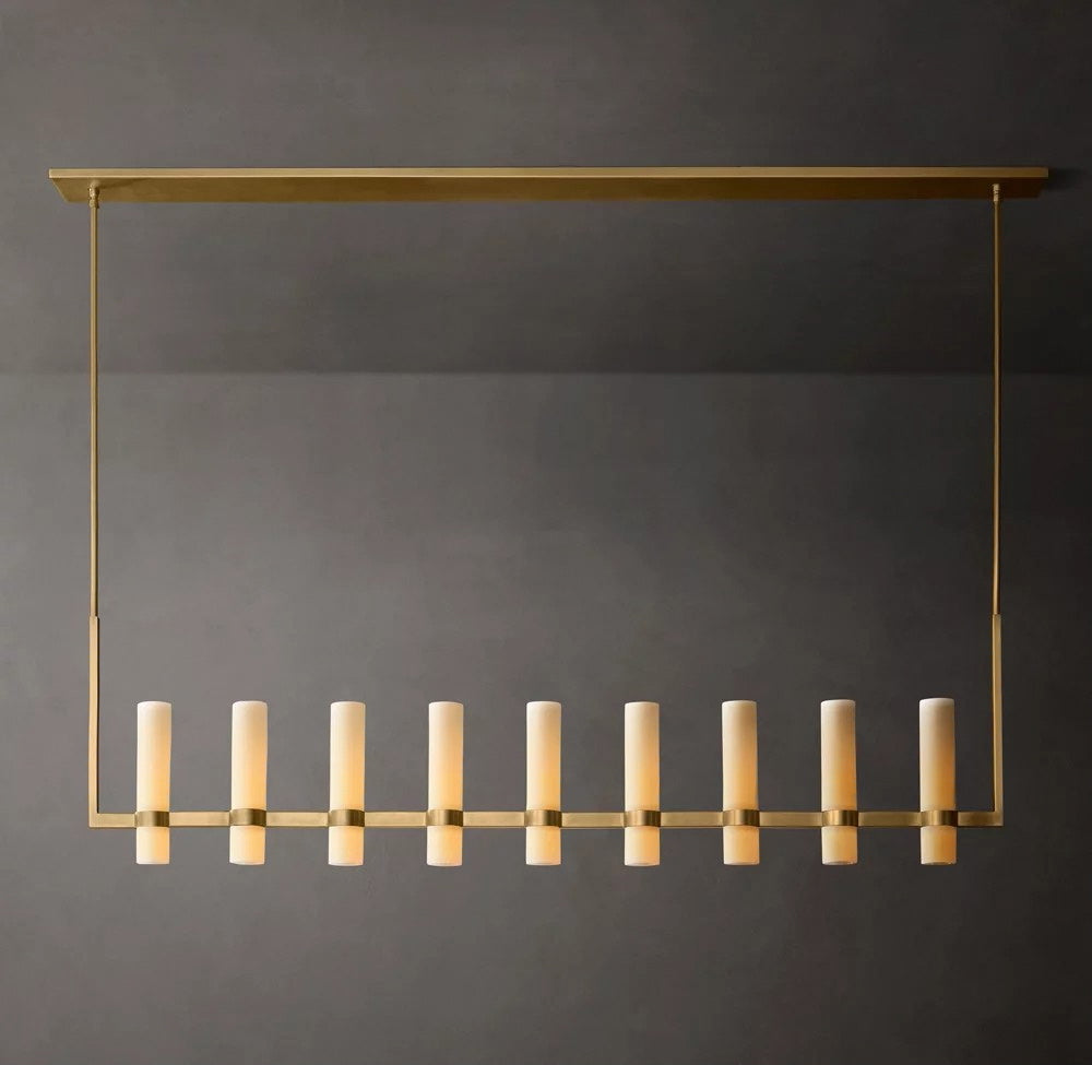 Ravelle Linear Milk Glass Chandelier 71"