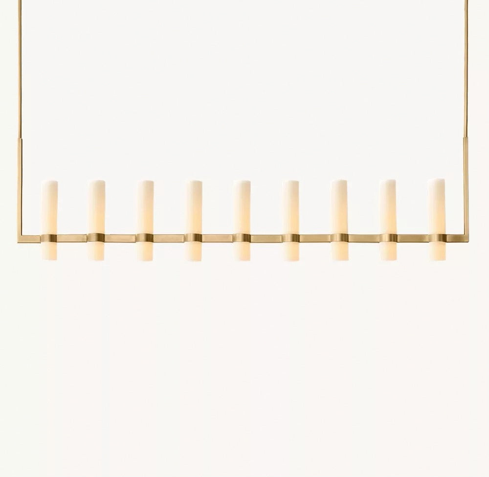 Ravelle Linear Milk Glass Chandelier 71"