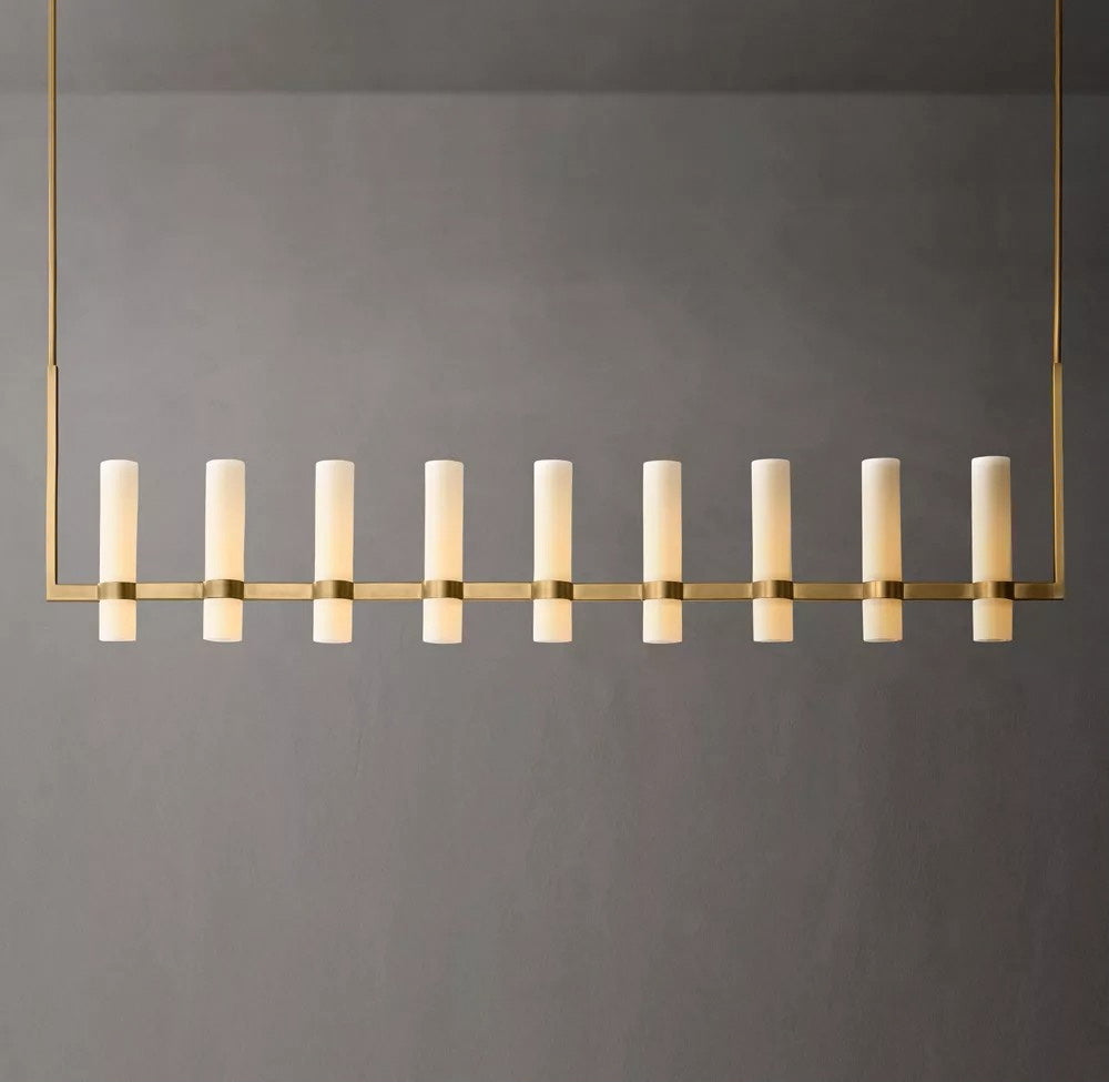 Ravelle Linear Milk Glass Chandelier 71"